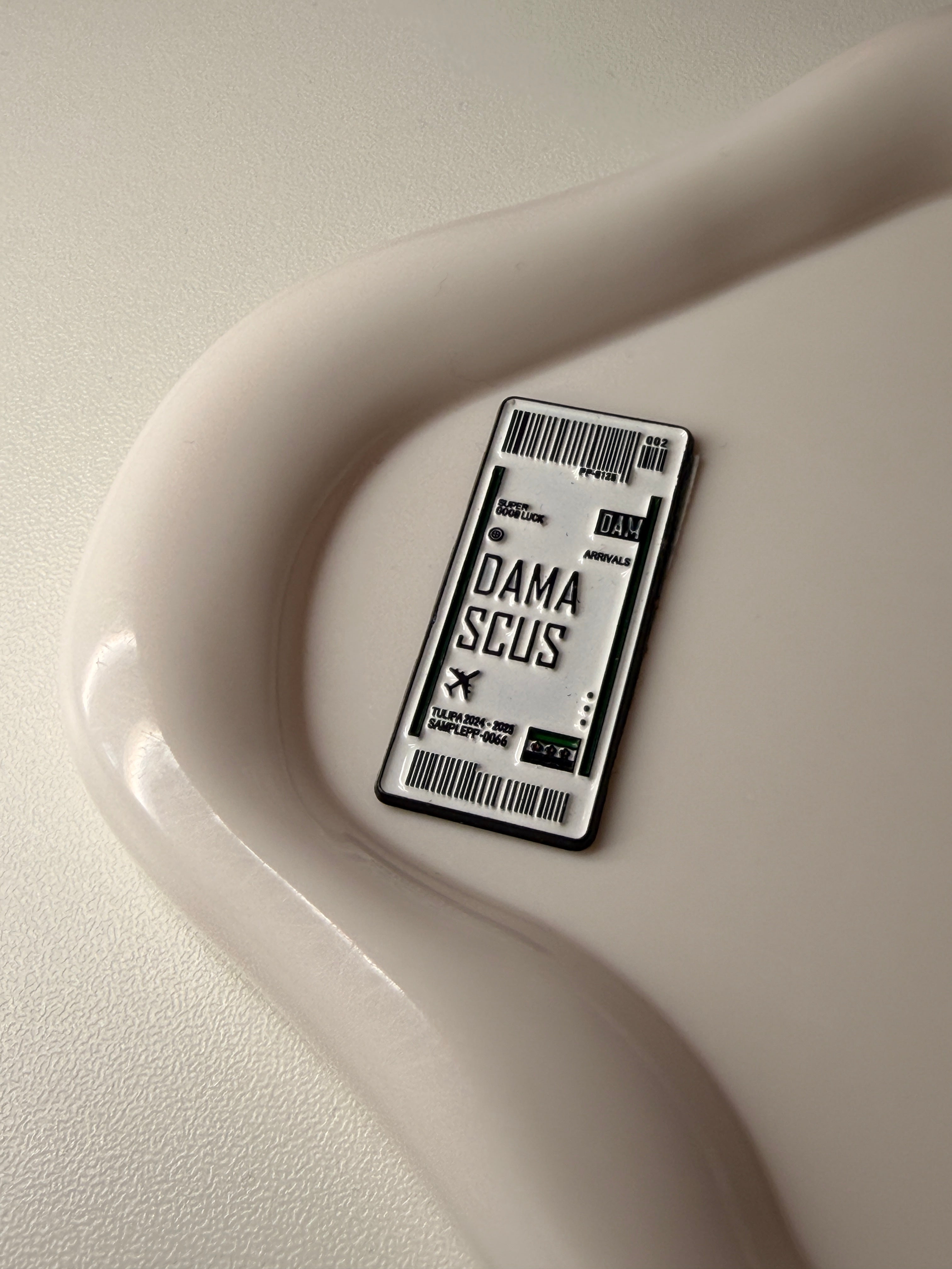 DAMASCUS Flight Ticket Metal Sticker