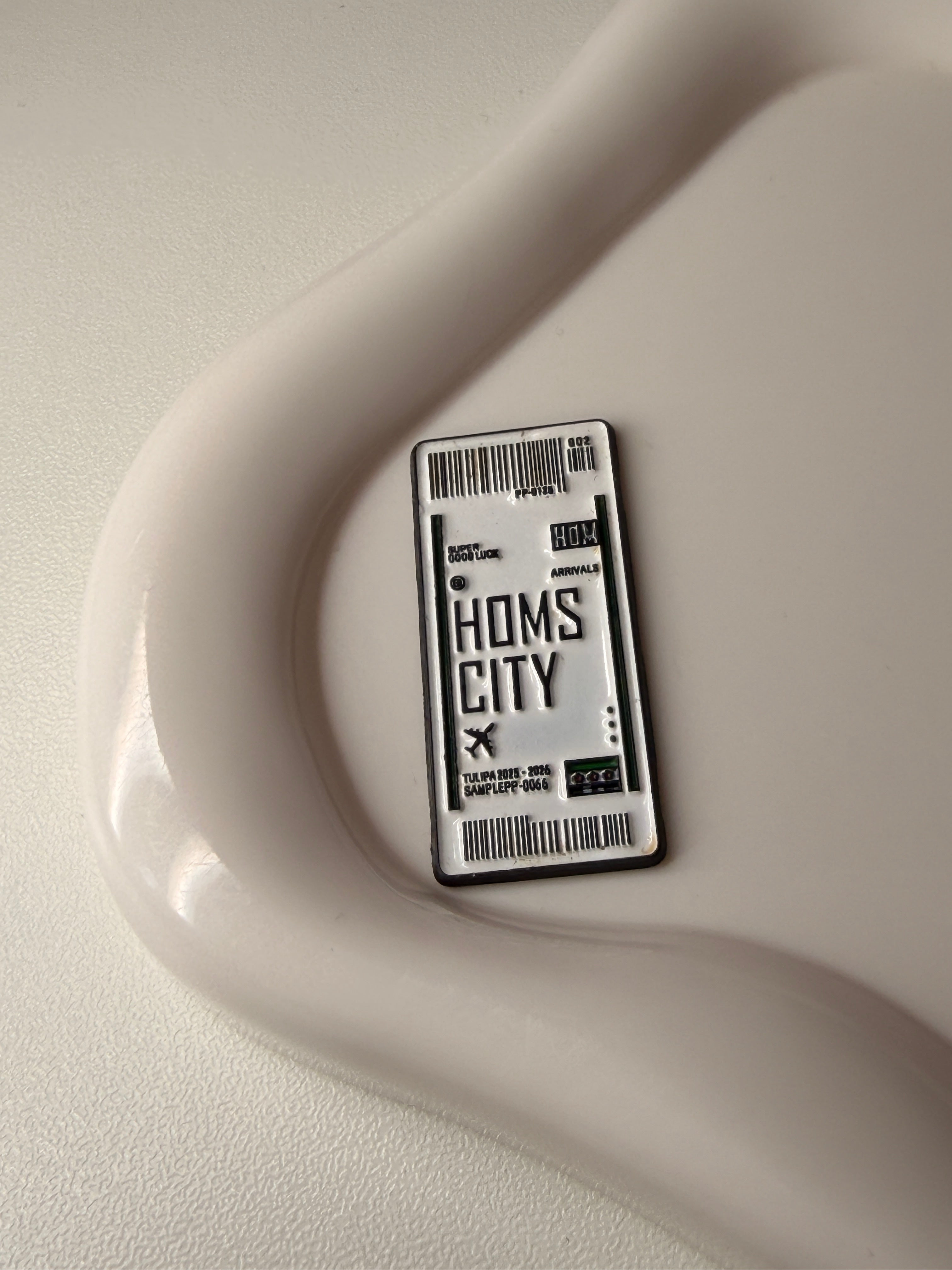 Homs Flight Ticket Metal Sticker