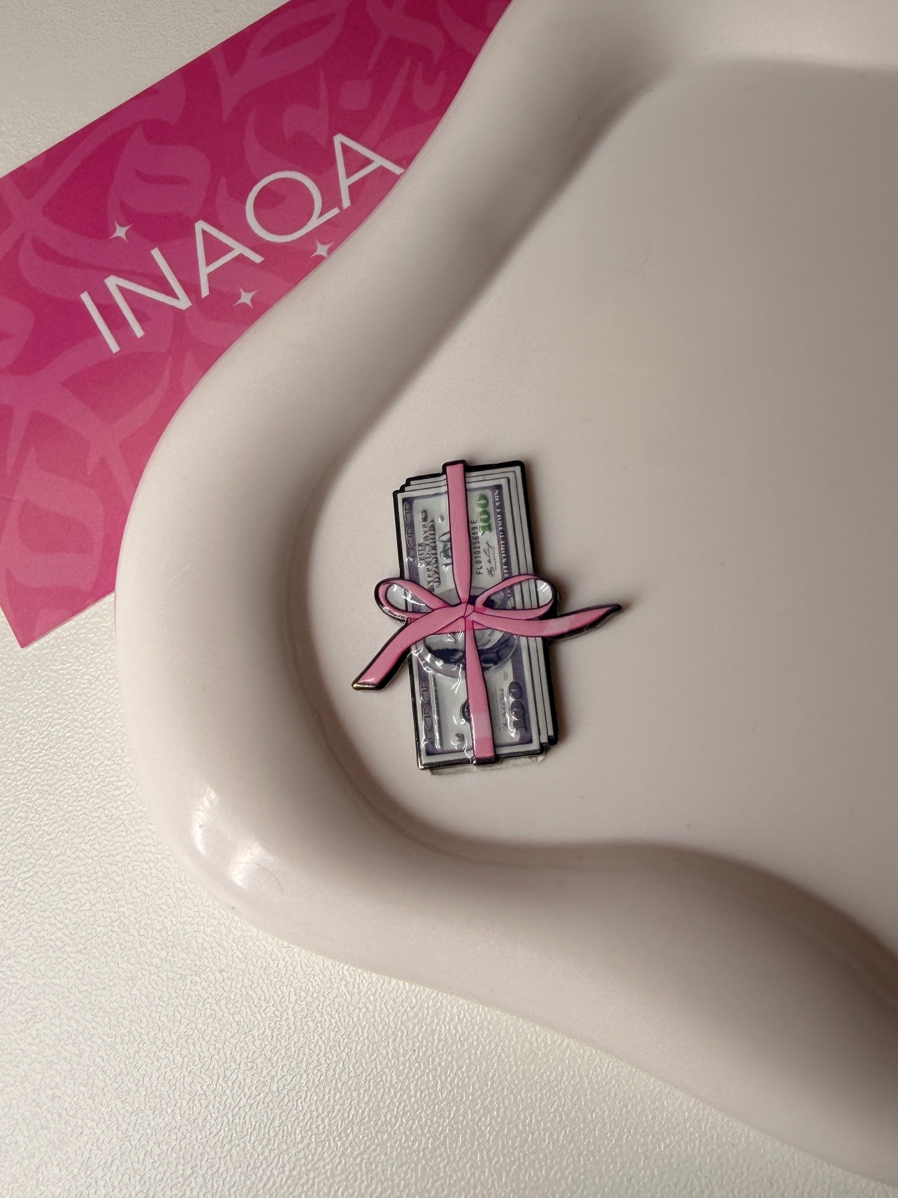 Pink money stack Metal Sticker