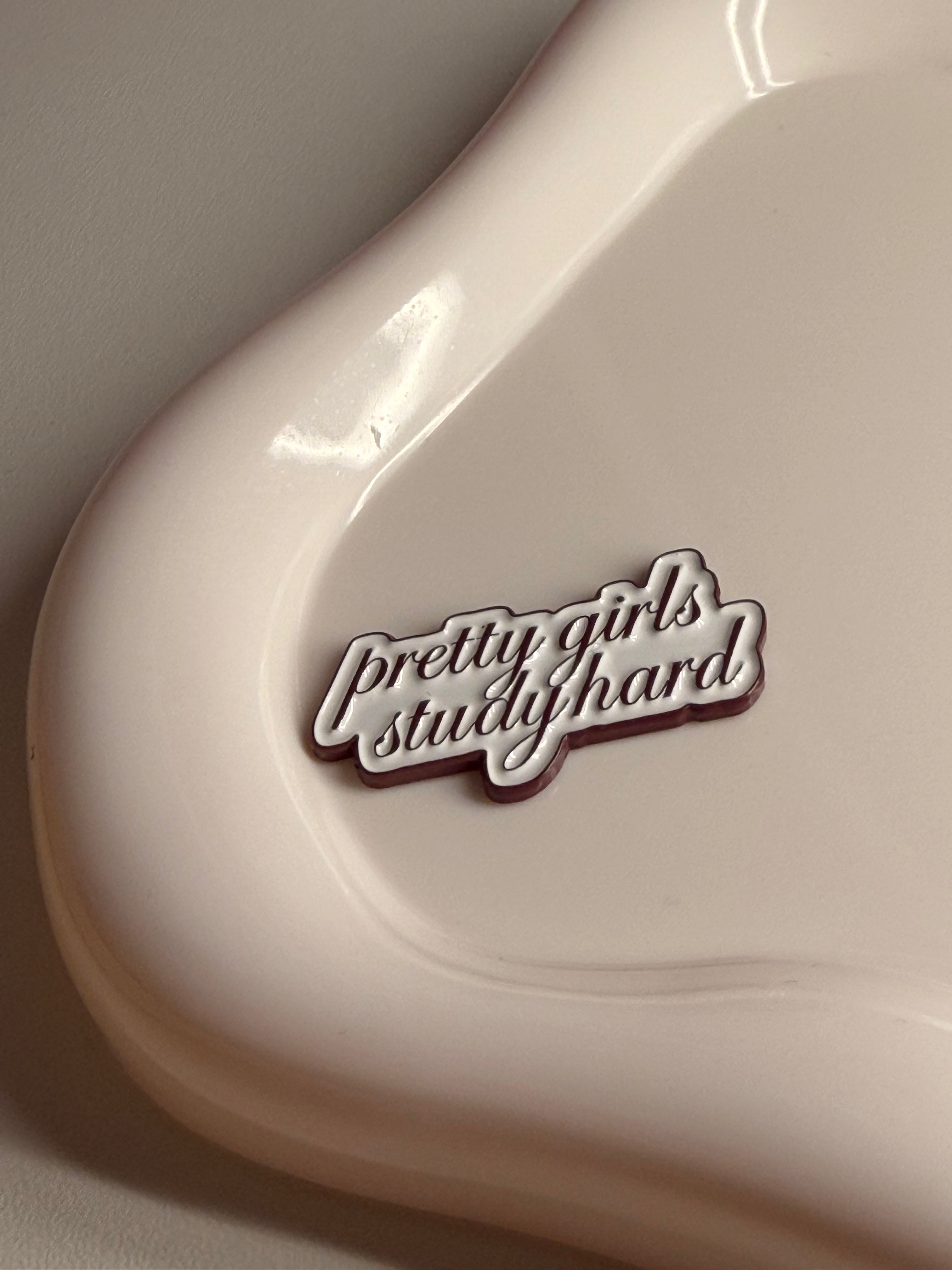 “Pretty girls study hard” metal sticker