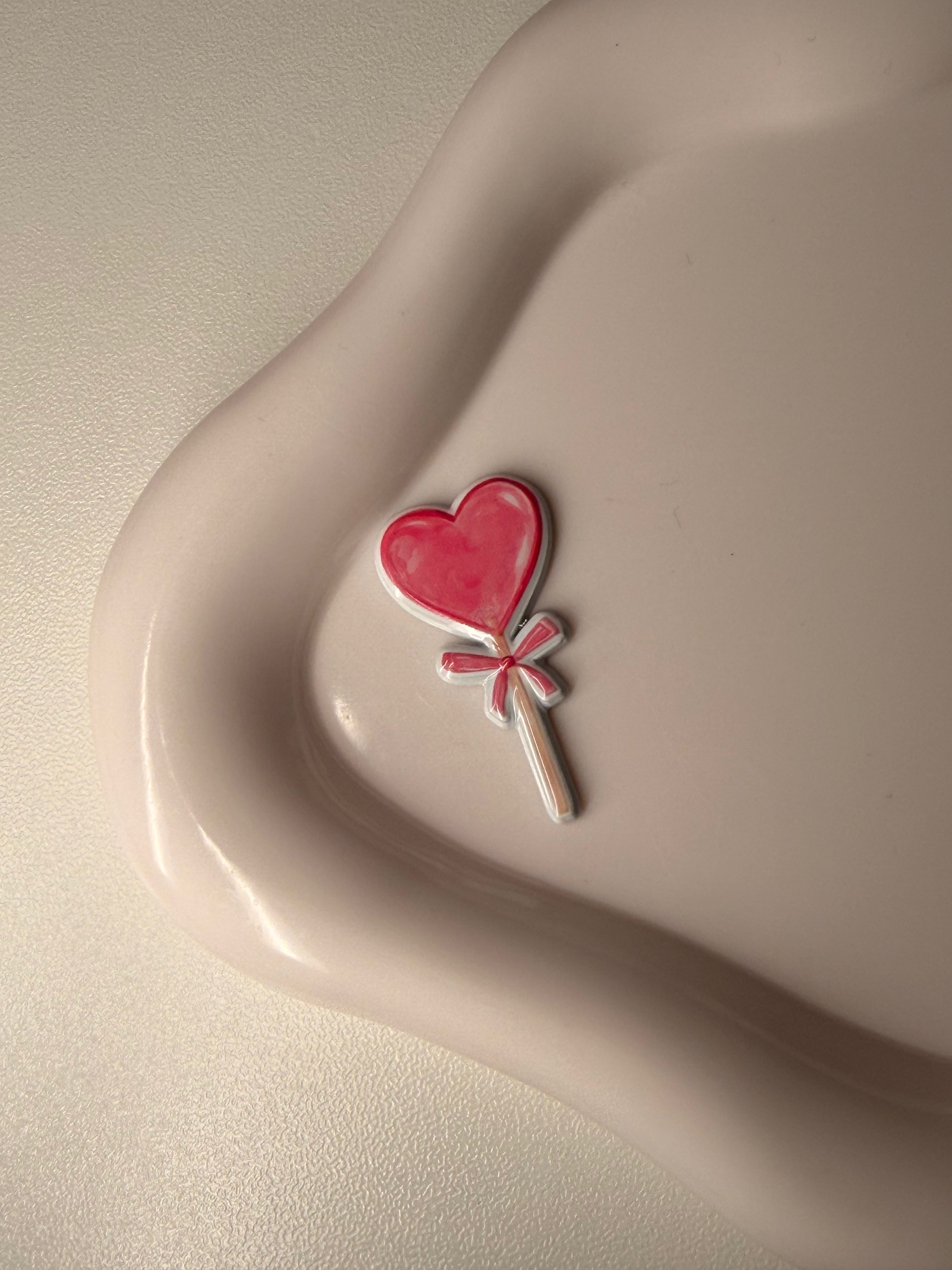 Pink Heart Lollipop 💗 Metal Sticker